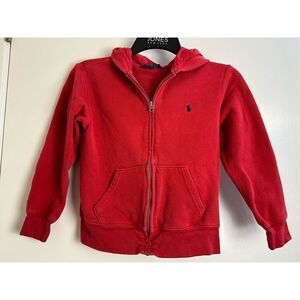 Polo Ralph Lauren kids sz 8 red hoodie with full zipper *flaw